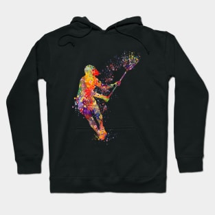 Lacrosse Girl Player Watercolor Painting Hoodie